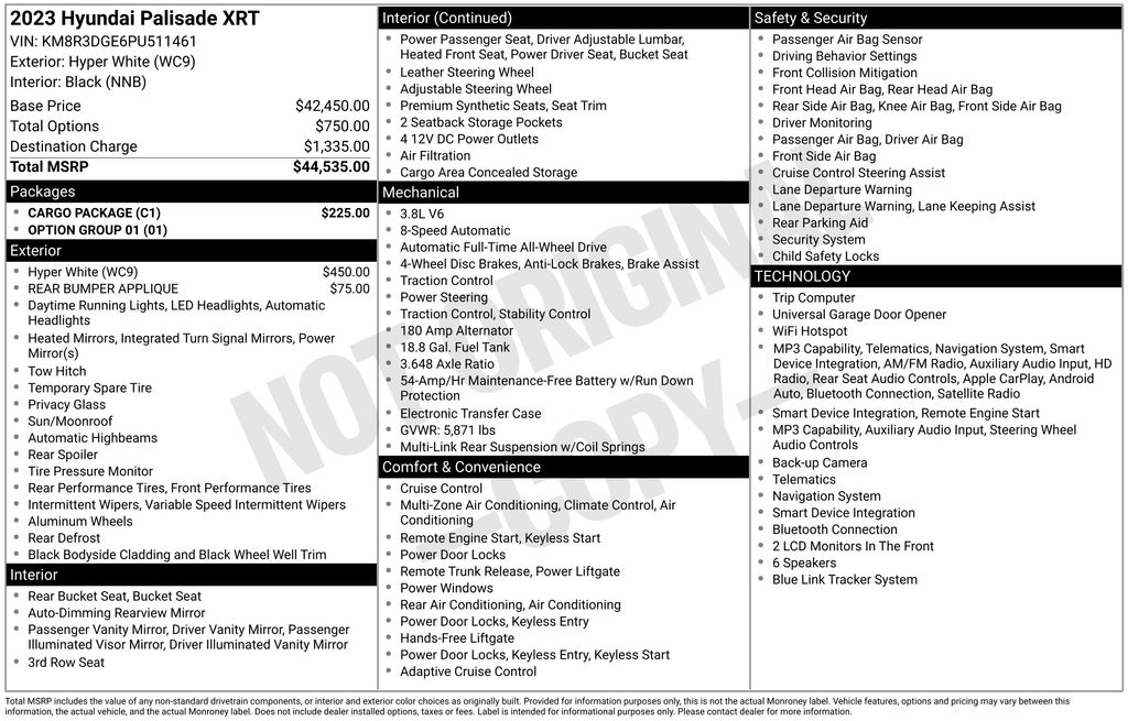 2023 Hyper White Hyundai Palisade XRT AWD SUV