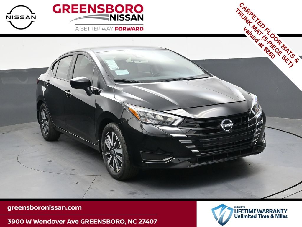Super Black Metallic 2025 Nissan Versa SV FWD Sedan Front-Wheel Drive Continuously Variable Transmission