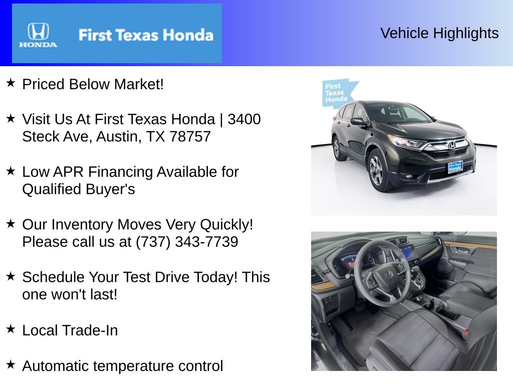 Used Car 2018 Honda Cr-v  Ex For Sale Under $20,000 In Austin, Texas