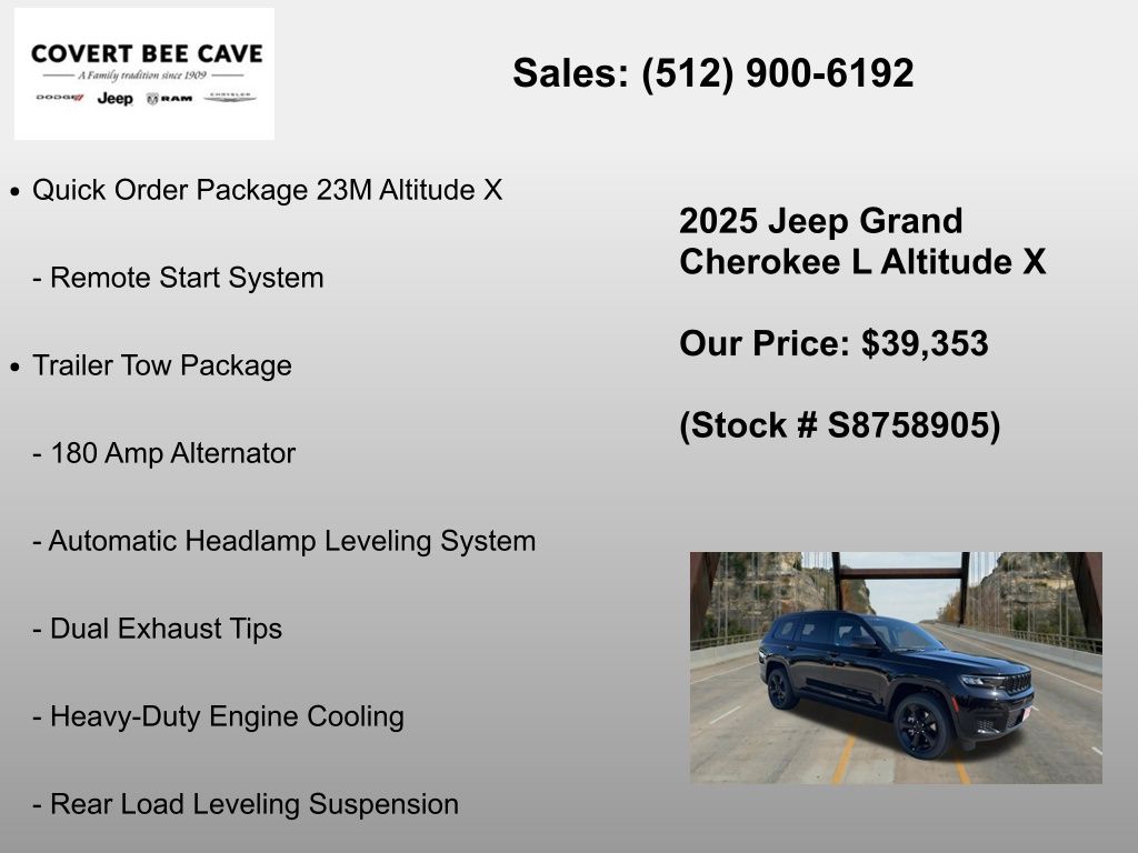 New Car 2025 Jeep Grand Cherokee L  For Sale Under $40,000 In Austin, Texas