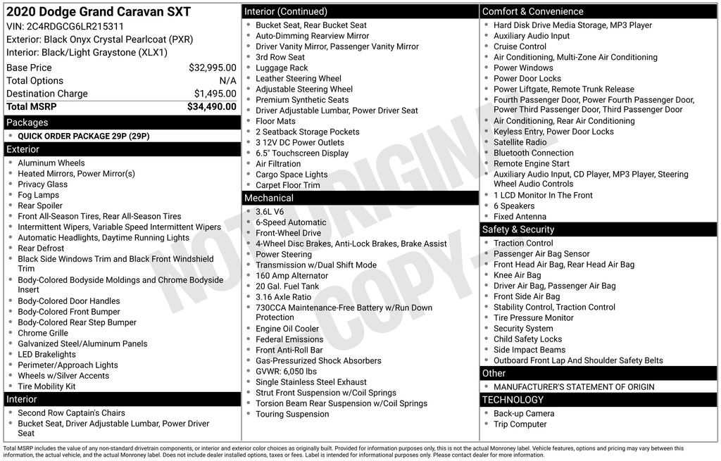 2020 Dodge Grand Caravan SXT FWD