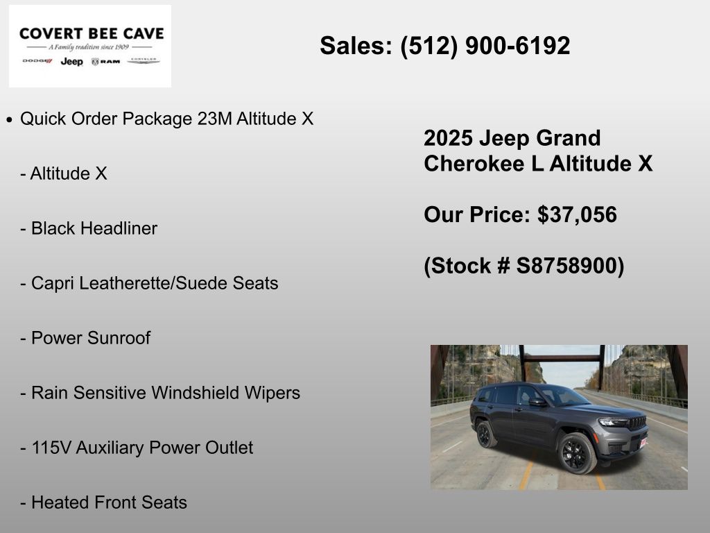 New Car 2025 Jeep Grand Cherokee L  For Sale Under $40,000 In Austin, Texas