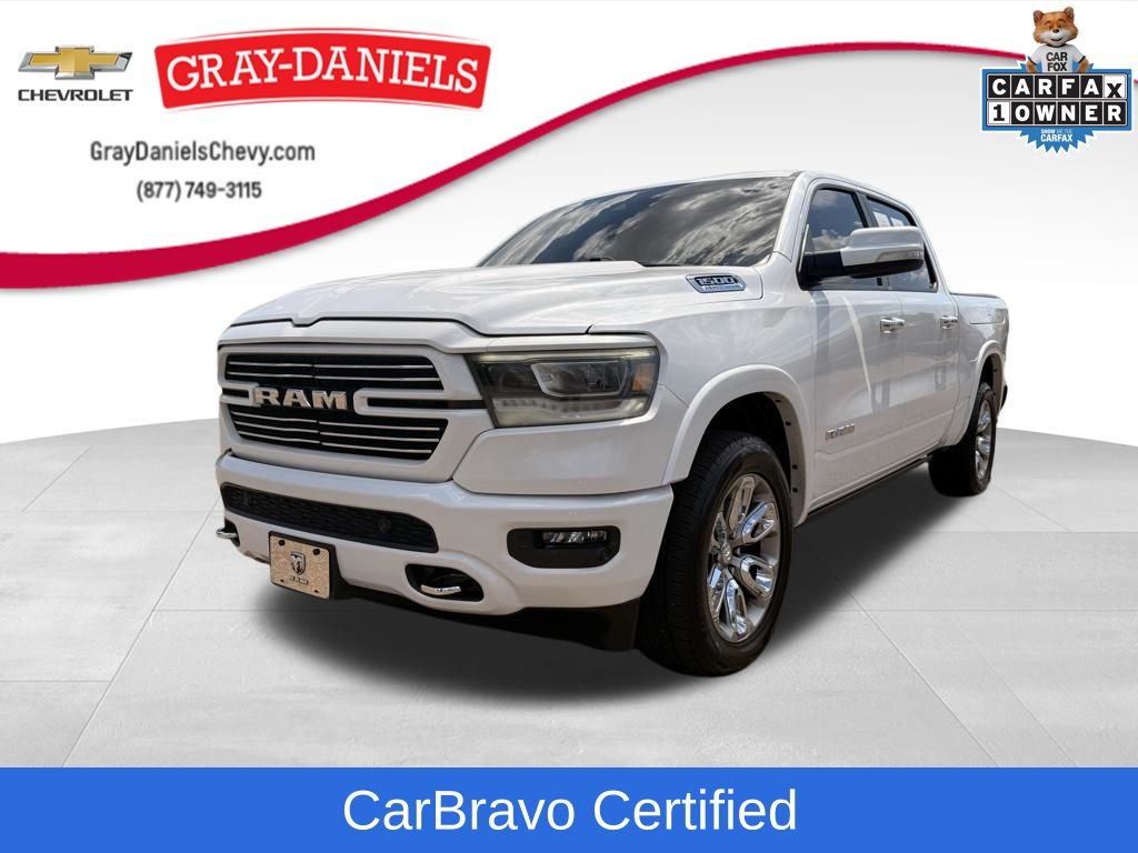 Ivory White Tri-Coat Pearlcoat 2021 RAM 1500 Laramie Crew Cab 4WD Pickup Truck Four-Wheel Drive 8-Speed Automatic
