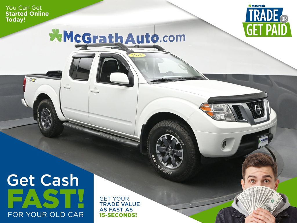 Glacier White 2015 Nissan Frontier PRO-4X Crew Cab 4WD Pickup Truck Four-Wheel Drive 5-Speed Automatic Overdrive