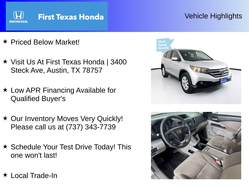 Used Car 2014 Honda Cr-v  Ex For Sale Under $15,000 In Austin, Texas