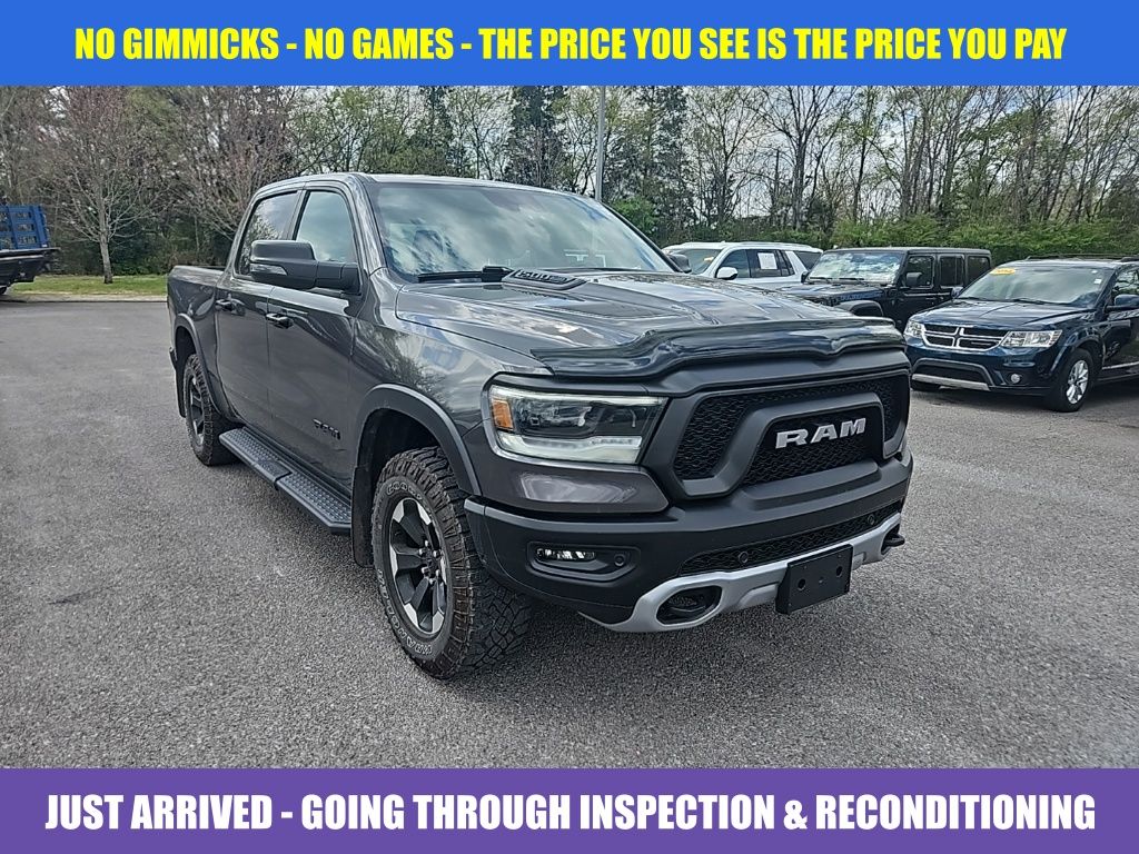 Gray (Granite Crystal Metallic Clearcoat) 2024 RAM 1500 Rebel Crew Cab 4WD Pickup Truck Four-Wheel Drive 8-Speed Automatic