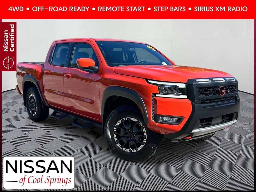 Orange 2025 Nissan Frontier Pickup Truck Four-Wheel Drive 9-Speed Automatic Overdrive
