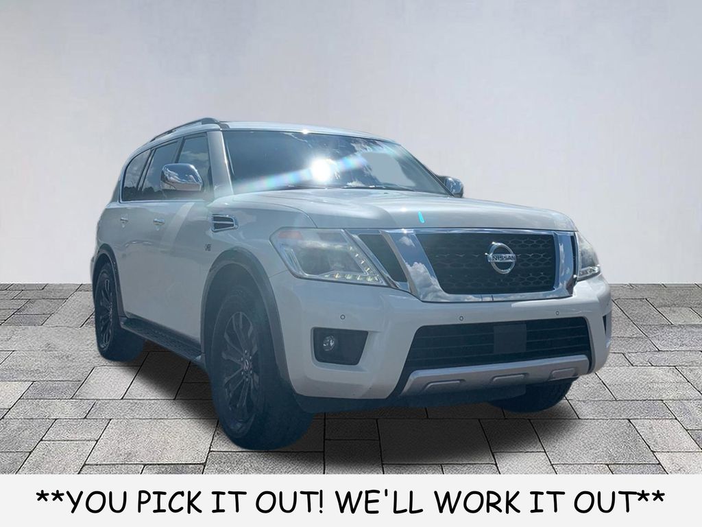 Pearl White 2017 Nissan Armada Platinum SUV / Crossover 4X2 7-Speed Automatic