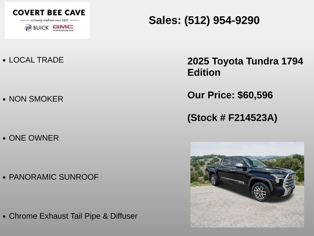 Used Car 2025 Toyota Tundra  1794 For Sale Under $70,000 In Austin, Texas