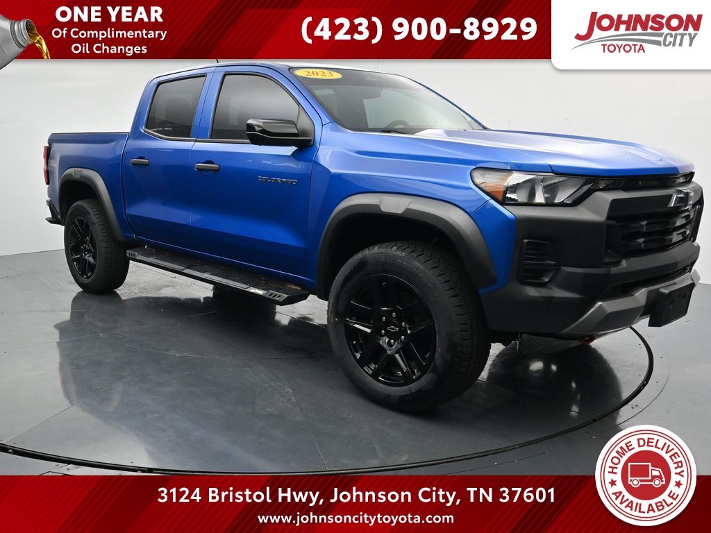 Glacier Blue Metallic 2023 Chevrolet Colorado Pickup Truck Four-Wheel Drive 8-Speed Automatic