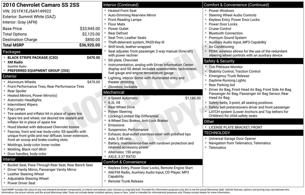 Used 2010 White Chevrolet SS image 8