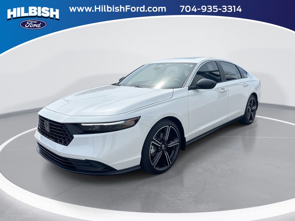 White 2025 Honda Accord Hybrid Sedan Front-Wheel Drive Continuously Variable Transmission