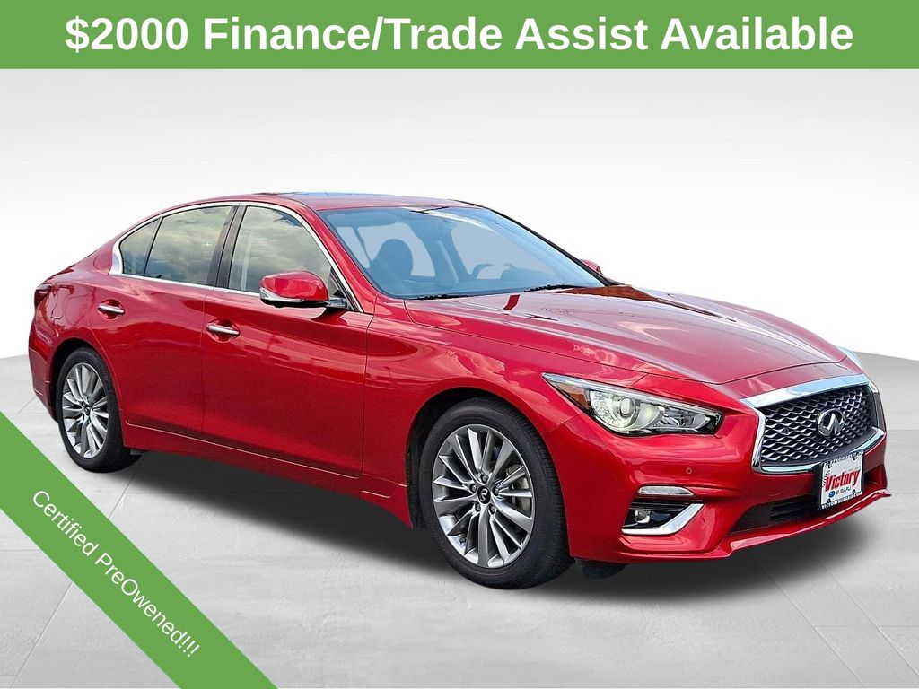 Dynamic Sunstone Red 2023 INFINITI Q50 Sedan All-Wheel Drive 7-Speed Automatic Overdrive