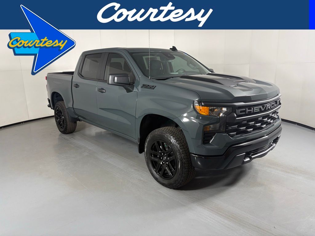 Cypress Gray 2026 Chevrolet Silverado 1500 Custom Trail Boss Crew Cab 4WD Pickup Truck Four-Wheel Drive Automatic