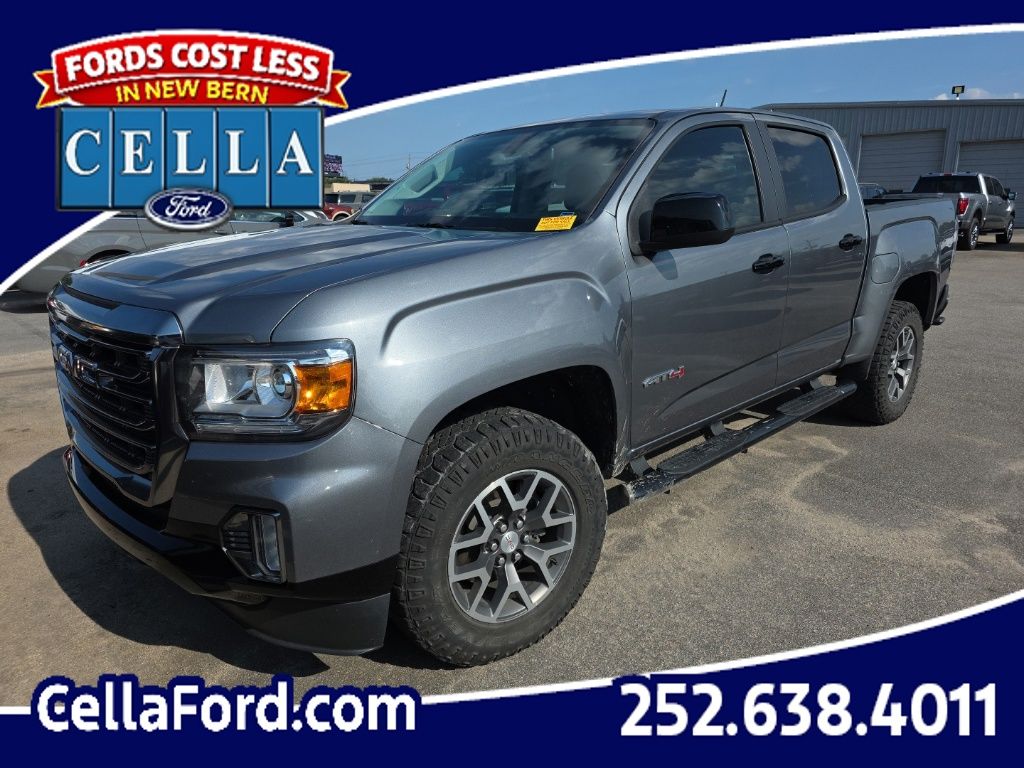 Gray (Satin Steel Metallic) 2022 GMC Canyon Pickup Truck Four-Wheel Drive 8-Speed Automatic