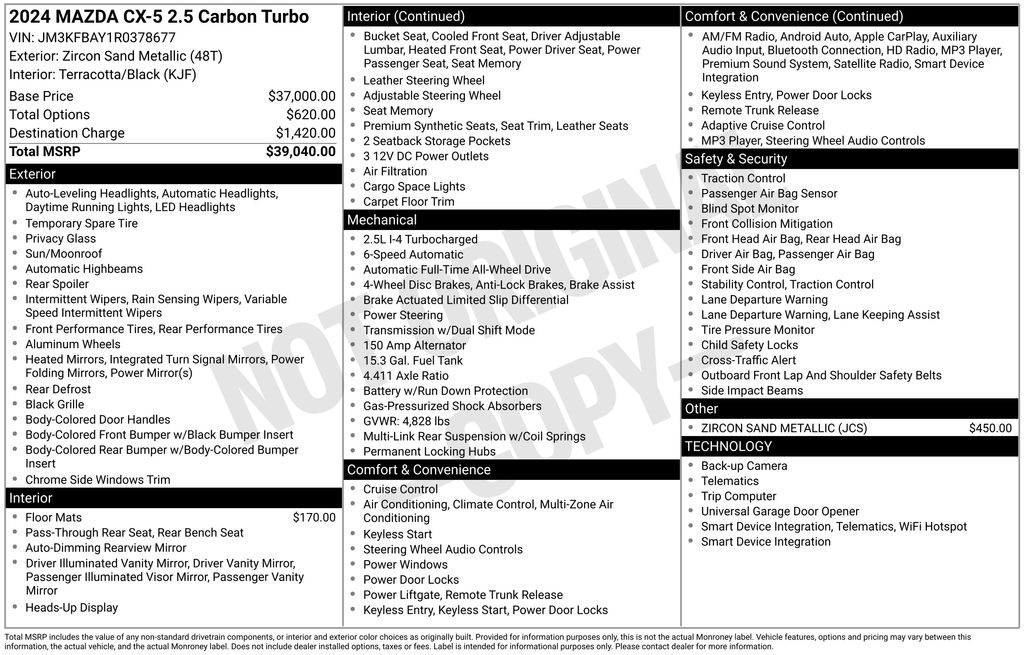 used 2024 Mazda CX-5 car, priced at $27,500