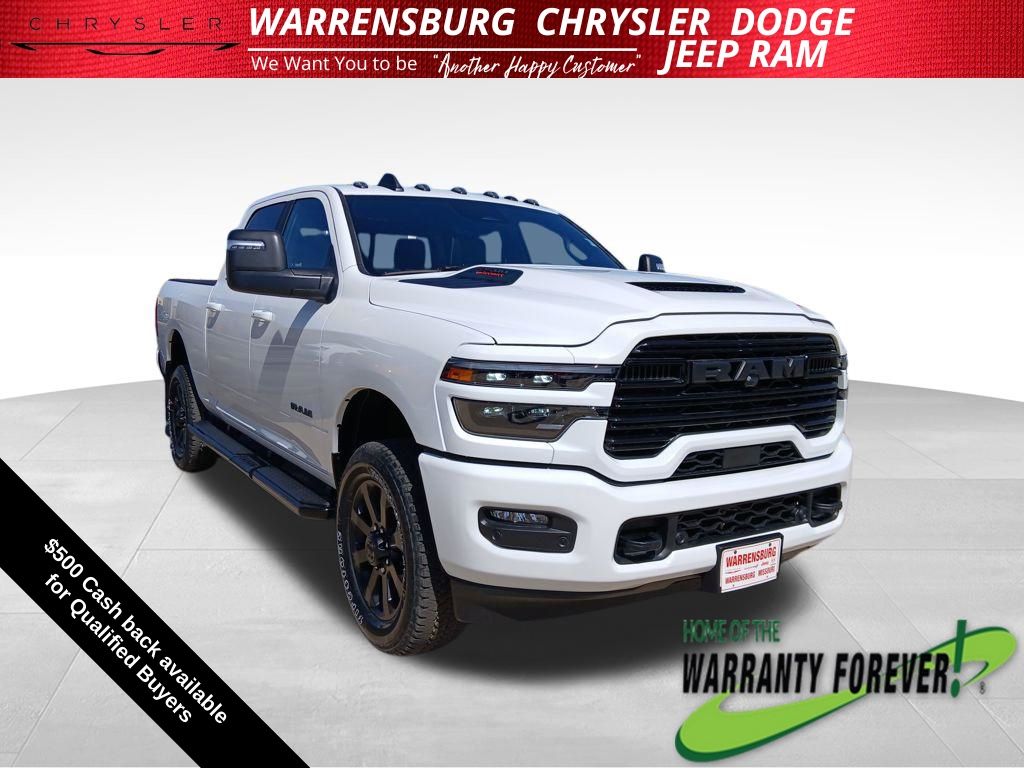 Bright White Clearcoat 2026 RAM 2500 Laramie Crew Cab 4WD Pickup Truck Four-Wheel Drive 8-Speed Automatic
