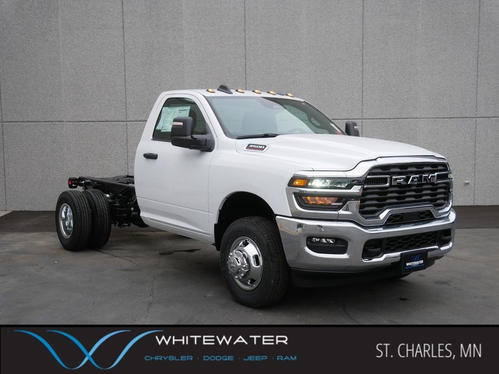 Bright White Clearcoat 2026 RAM 3500 Chassis Tradesman Regular Cab DRW 4WD Pickup Truck Four-Wheel Drive 8-Speed Automatic