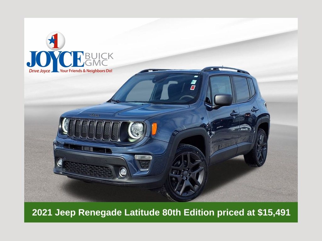Slate Blue Pearlcoat 2021 Jeep Renegade 80th Anniversary Edition 4WD SUV / Crossover Four-Wheel Drive 9-Speed Automatic
