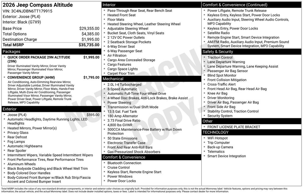 new 2026 Jeep Compass car, priced at $28,629