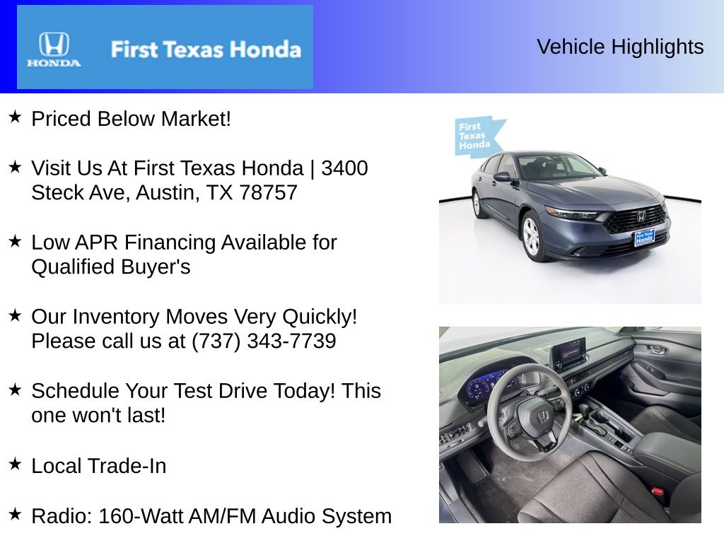 Used Car 2023 Honda Accord  Lx For Sale In Austin, Texas