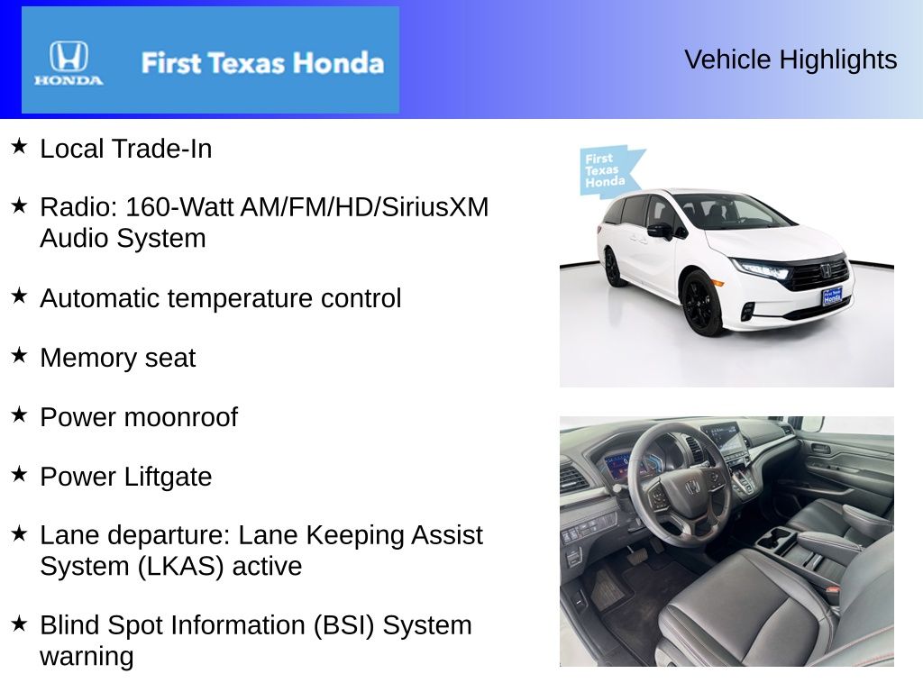 Used Car 2024 Honda Odyssey  Sports Van Sport Front Wheel Drive For Sale Under $40,000 In Austin, Texas