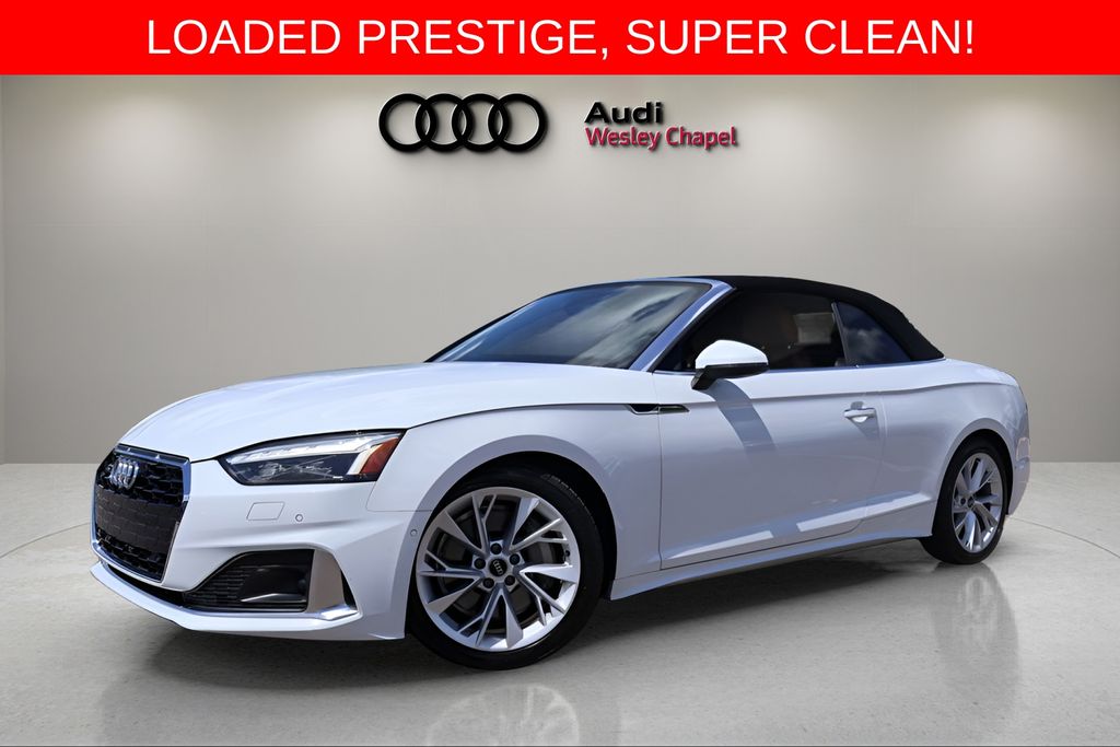 Glacier White Metallic/Black Roof 2021 Audi A5 quattro Prestige 45 TFSI Convertible AWD Convertible All-Wheel Drive 7-Speed Automatic