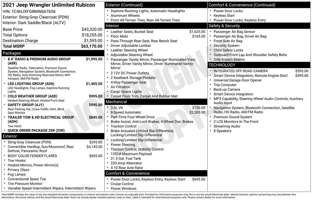 2021 Sting-Gray Clearcoat Jeep Wrangler Unlimited Rubicon 4X4 SUV