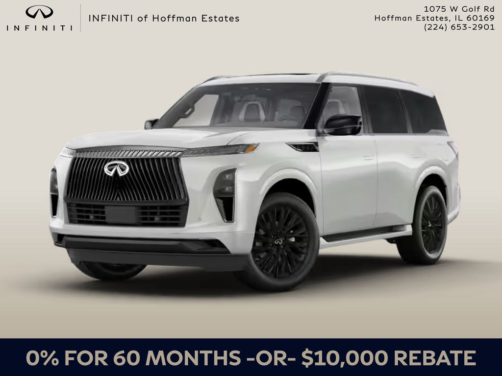 Radiant White/Black Obsidian 2026 INFINITI QX80 Autograph 4WD SUV / Crossover All-Wheel Drive 9-Speed Automatic