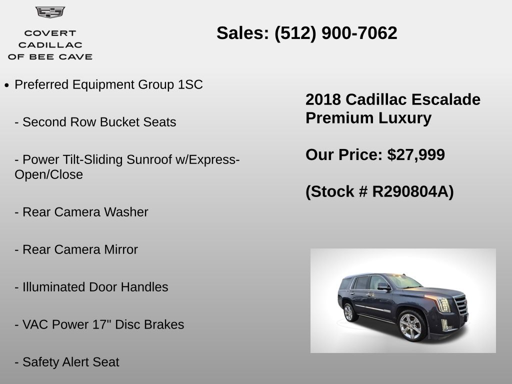 Used Car 2018 Cadillac Escalade  Premium Luxury For Sale Under $30,000 In Austin, Texas