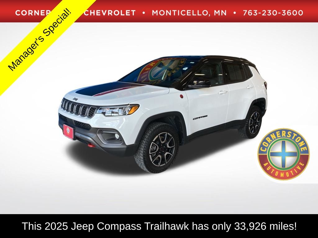 Bright White Clearcoat 2025 Jeep Compass Trailhawk 4WD SUV / Crossover Four-Wheel Drive 8-Speed Automatic