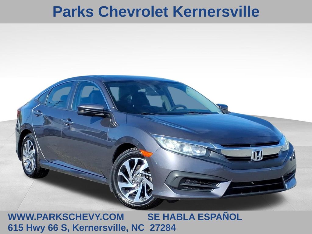 Gray (Modern Steel Metallic) 2016 Honda Civic EX Sedan Front-Wheel Drive Continuously Variable Transmission