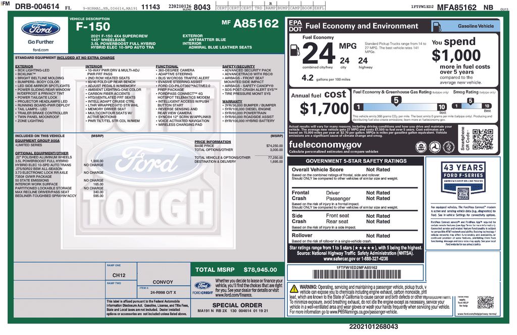 Certified Used 2021 Blue Ford Limited image 8