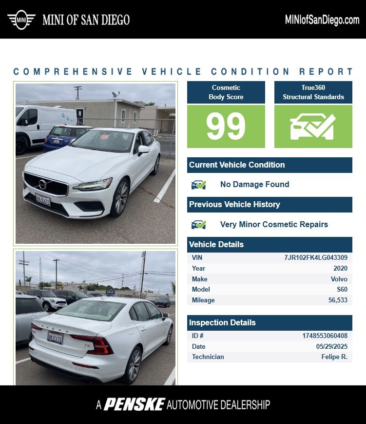 2020 Volvo S60 T5 Momentum Hero Image