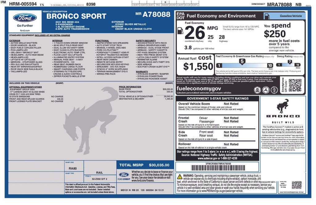 Used Car 2021 Ford Bronco Sport  Big Bend For Sale Under $25,000 In Austin, Texas