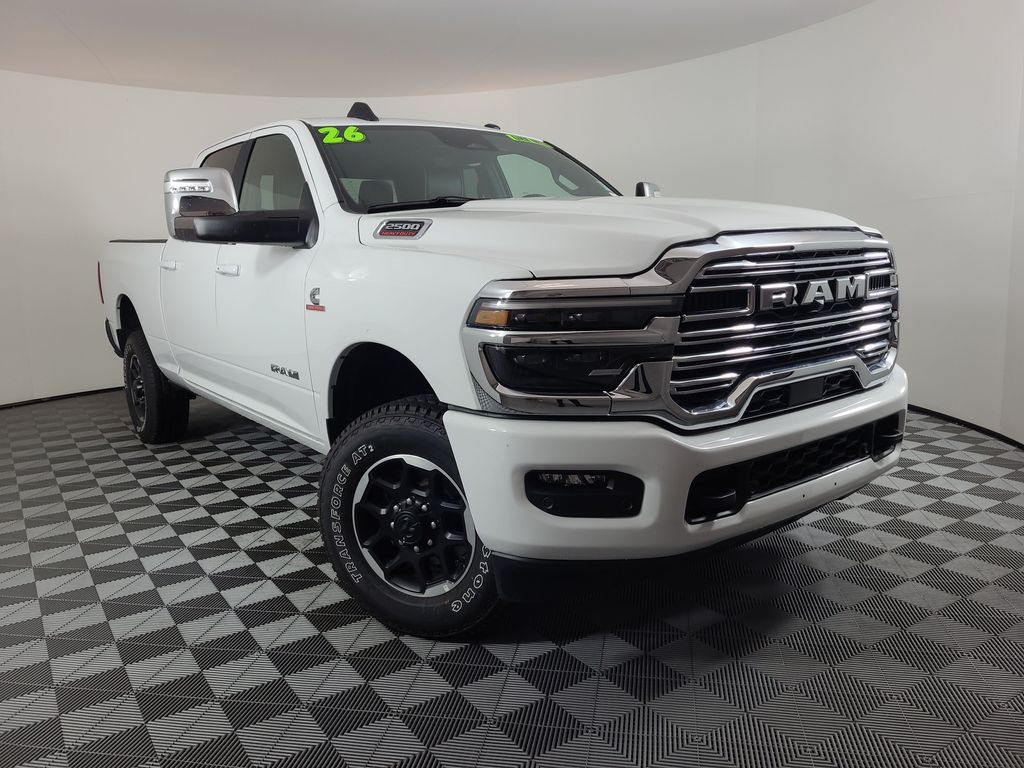 Bright White Clearcoat 2026 RAM 2500 Laramie Crew Cab 4WD Pickup Truck Four-Wheel Drive 8-Speed Automatic