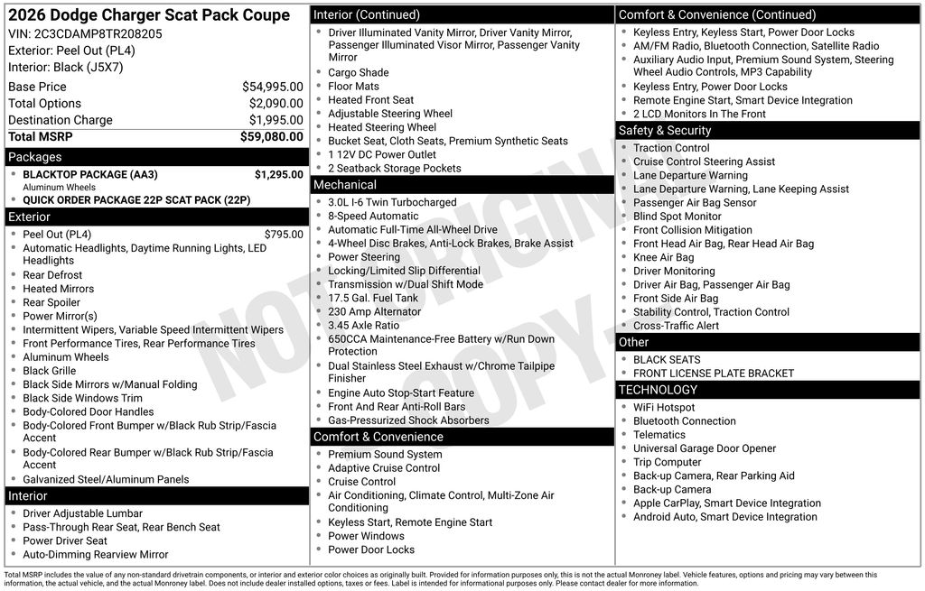 new 2026 Dodge Charger car, priced at $56,918