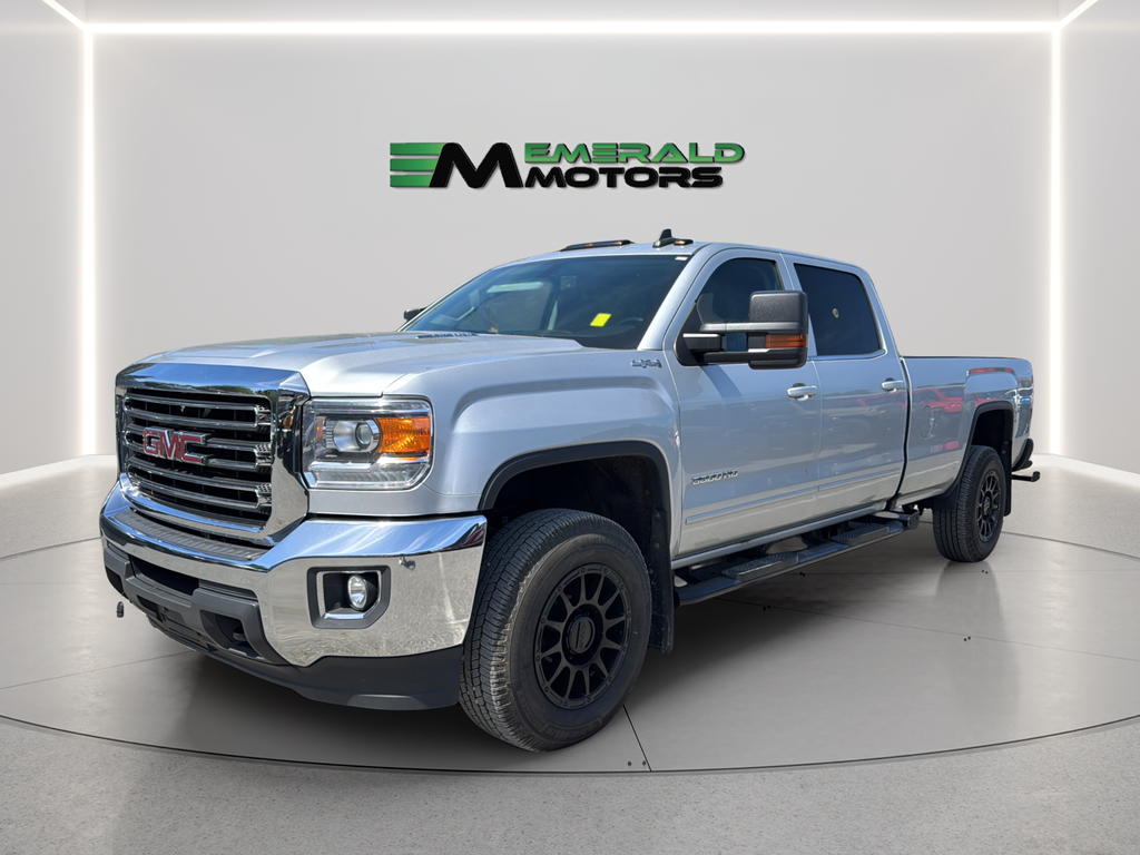 Silver 2016 GMC Sierra 3500HD SLE Crew Cab 4WD Pickup Truck Four-Wheel Drive 6-Speed Automatic