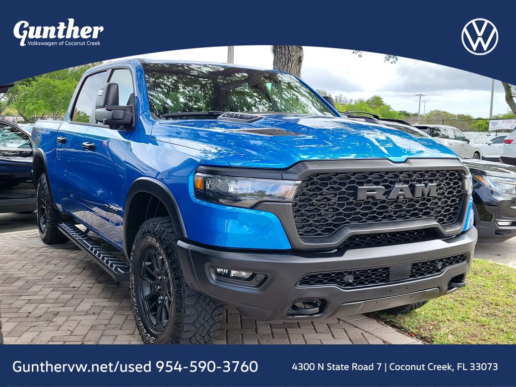 Hydro Blue Pearlcoat 2025 RAM 1500 Rebel Crew Cab 4WD Pickup Truck Four-Wheel Drive 8-Speed Automatic