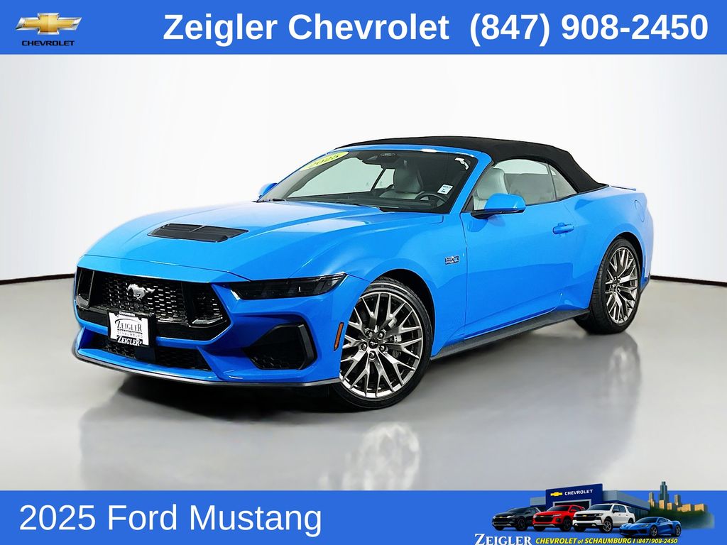 Blue 2025 Ford Mustang GT Premium Convertible RWD Convertible Rear-Wheel Drive 6-Speed Manual