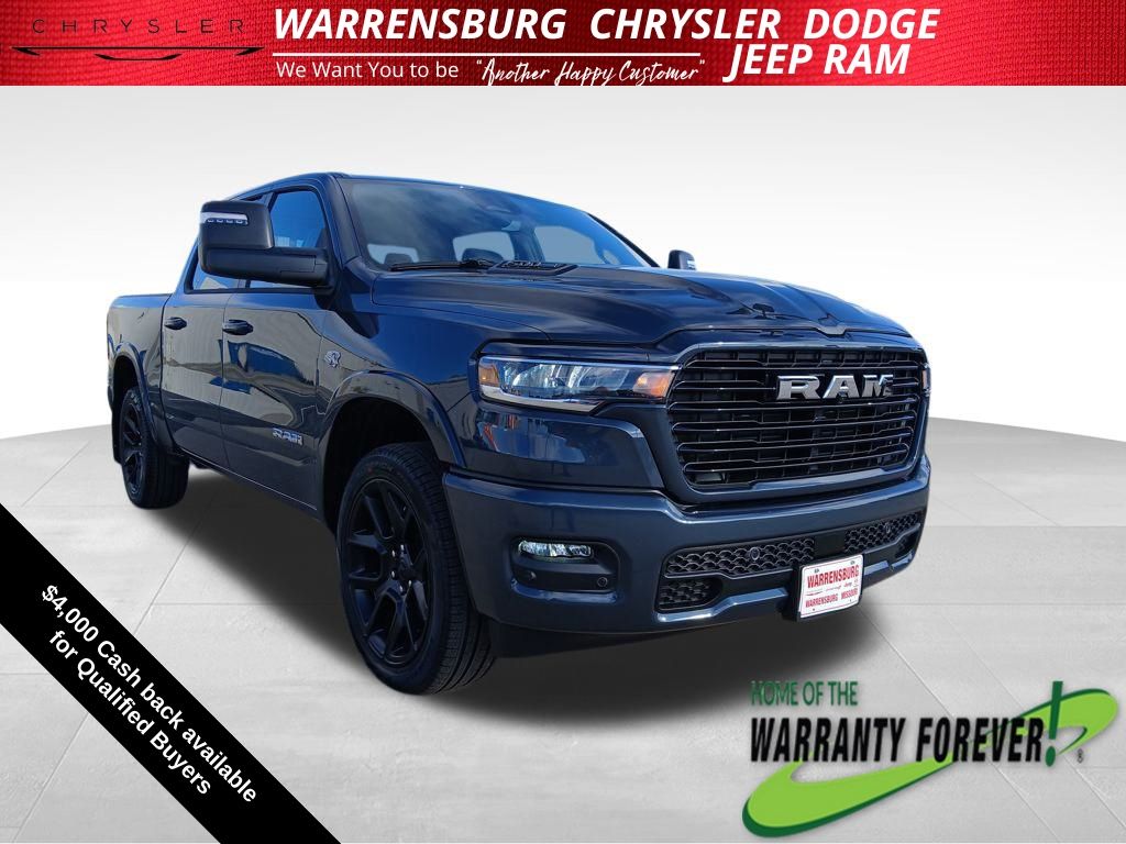 Forged Blue Metallic 2026 RAM 1500 Laramie Crew Cab 4WD Pickup Truck Four-Wheel Drive 8-Speed Automatic