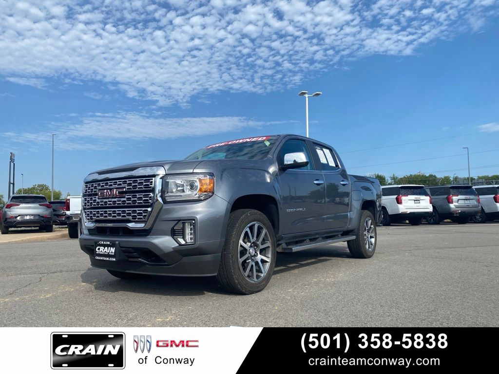 Gray (Steel Metallic) 2021 GMC Canyon Pickup Truck Four-Wheel Drive 8-Speed Automatic