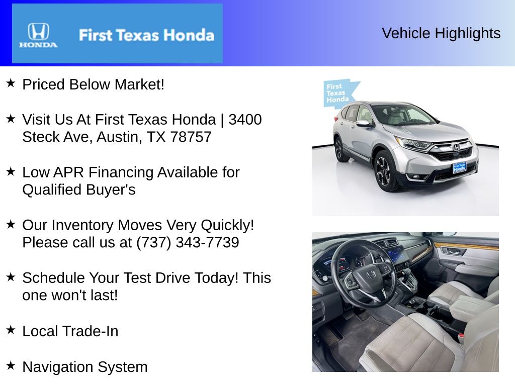 Used Car 2017 Honda Cr-v  Touring For Sale Under $20,000 In Austin, Texas