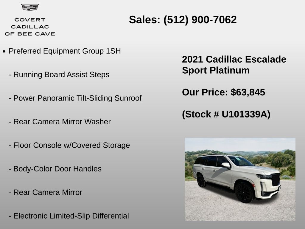 Used Car 2021 Cadillac Escalade  Sport Platinum For Sale Under $70,000 In Austin, Texas