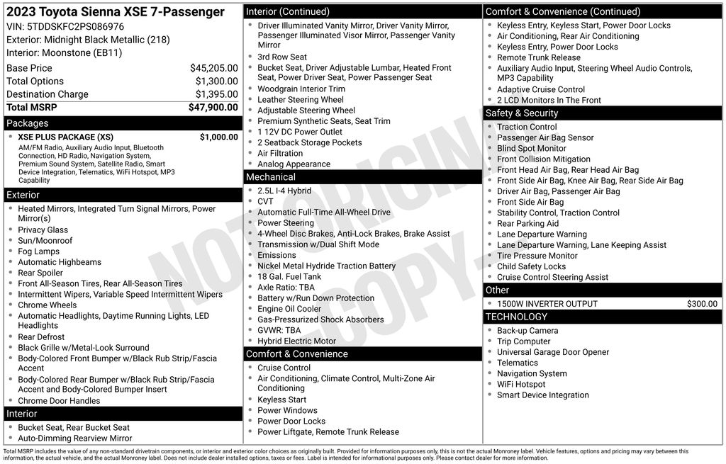2023 Toyota Sienna XSE