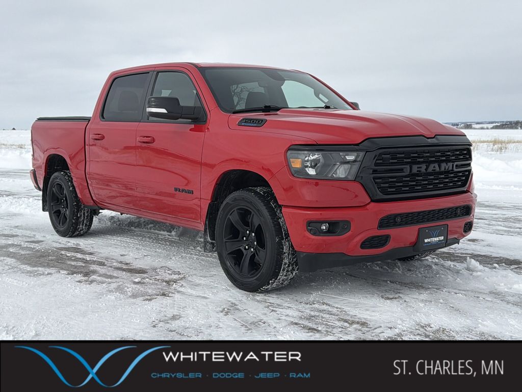 Flame Red Clearcoat 2022 RAM 1500 Big Horn Crew Cab 4WD Pickup Truck Four-Wheel Drive 8-Speed Automatic