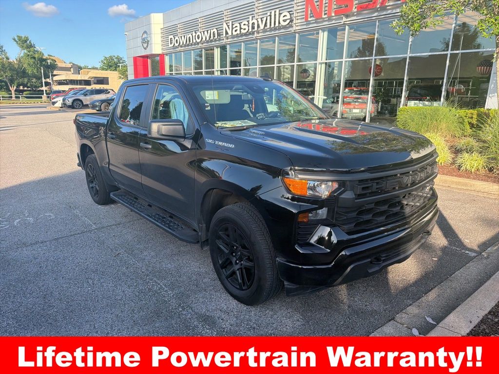 Black 2025 Chevrolet Silverado 1500 Custom Crew Cab 4WD Pickup Truck Four-Wheel Drive 8-Speed Automatic