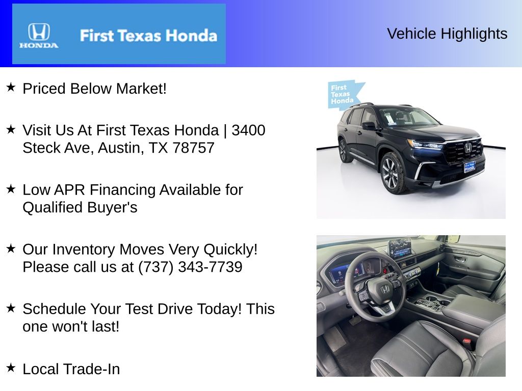 New Car 2025 Honda Pilot  Elite For Sale Under $60,000 In Austin, Texas