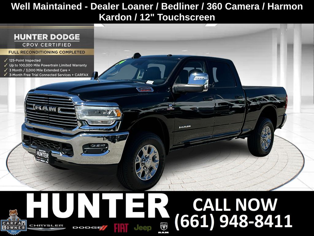 Diamond Black Crystal Pearlcoat 2024 RAM 3500 Laramie Crew Cab 4WD Pickup Truck Four-Wheel Drive 6-Speed Automatic