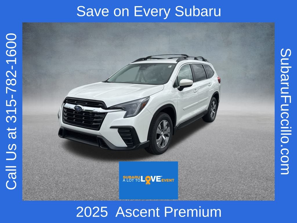Crystal White Pearl 2025 Subaru Ascent Premium 8-Passenger AWD SUV / Crossover All-Wheel Drive Continuously Variable Transmission